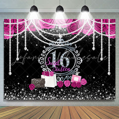 Lofaris Floral Pearls Sweet 16 Diamond Silver Glitter Birthday Backdrop