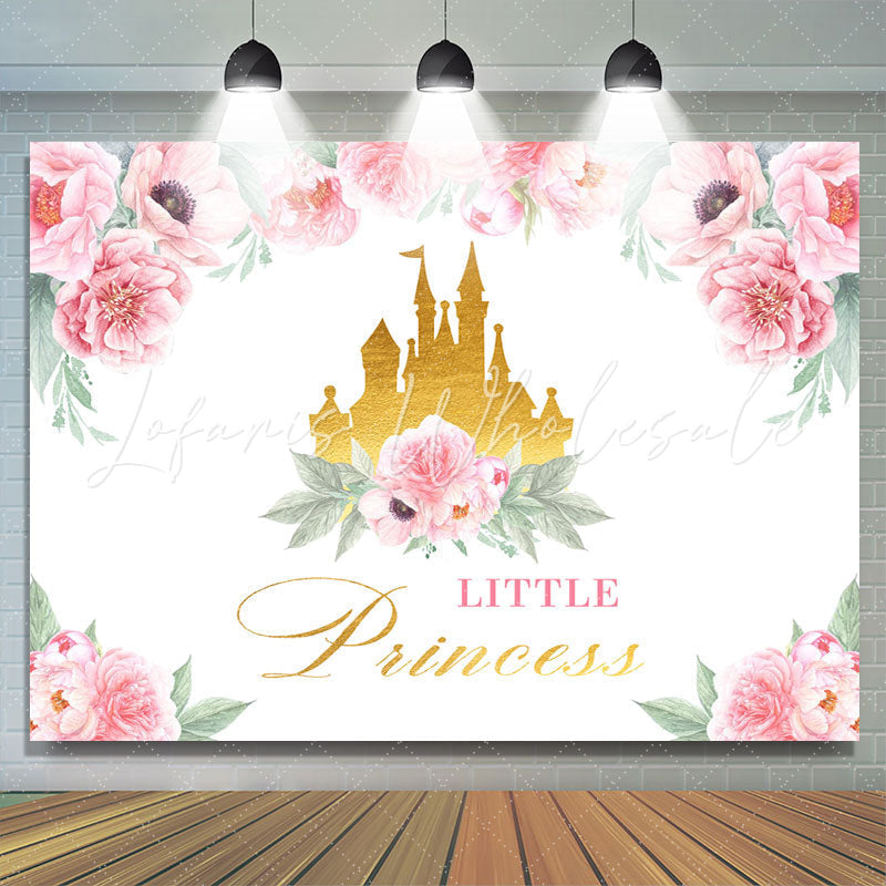 Lofaris Floral Pink Litter Princess Birthday Party Backdrop for Photo