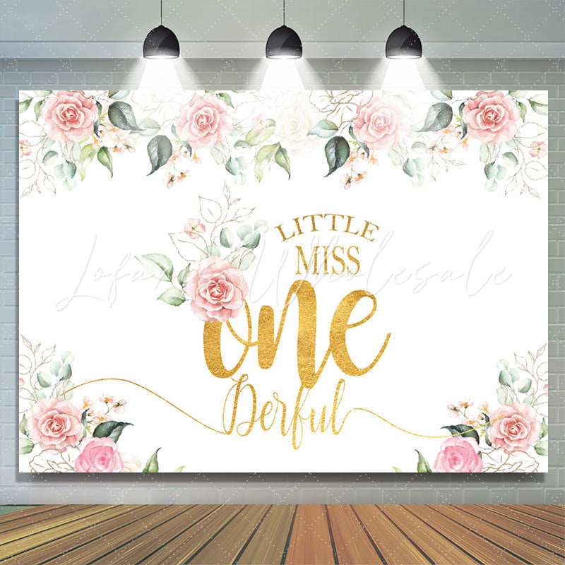 Lofaris Floral Pink Little Miss Onederful Birthday Backdrop