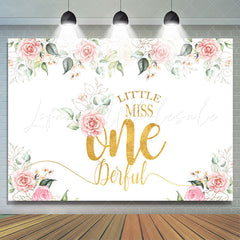 Lofaris Floral Pink Little Miss Onederful Birthday Backdrop