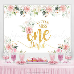 Lofaris Floral Pink Little Miss Onederful Birthday Backdrop