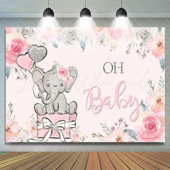 Lofaris Floral Pink Oh Baby Photoshoot Backdrop for Shower