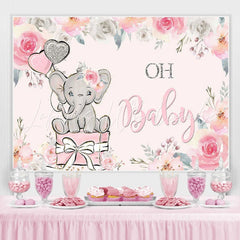 Lofaris Floral Pink Oh Baby Photoshoot Backdrop for Shower