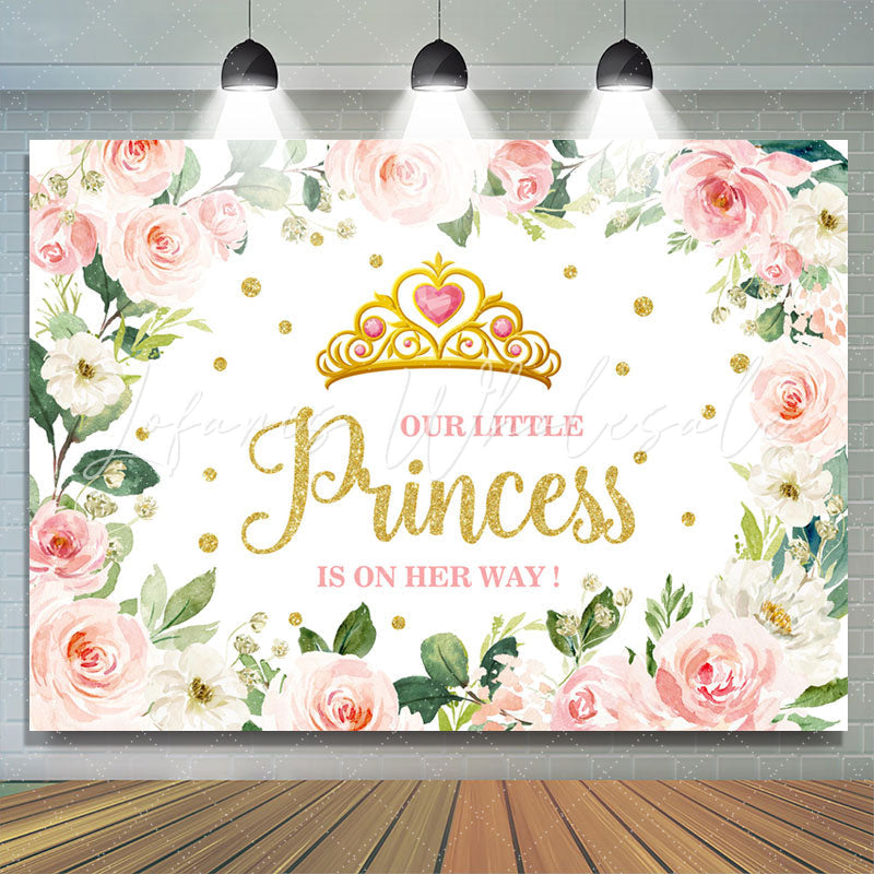 Lofaris Floral Princess Is On The Way Baby Shower Backdrop