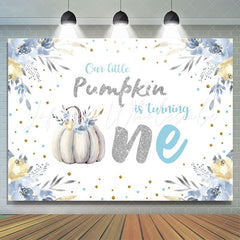 Lofaris Floral Pumpkin Silver Photo Backdrop for Baby Shower