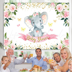 Lofaris Floral Spring Elephant Theme Baby Shower Backdrop