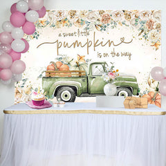 Lofaris Floral Sweet Pumpkin Green Car Baby Shower Backdrop