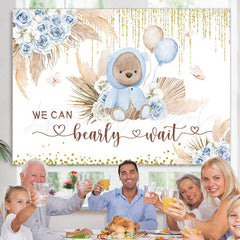 Lofaris Floral We Can Bearly Wait Teddy Baby Shower Backdrop