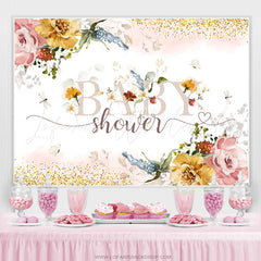 Lofaris Floral With Buttfly Genter Reveal Baby Shower Backdrop