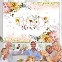 Lofaris Floral With Buttfly Genter Reveal Baby Shower Backdrop