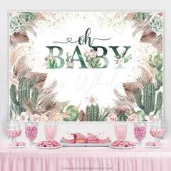 Lofaris Floral With Cactus Cute Boho Baby Shower Backdrop