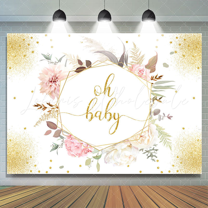 Lofaris Floral With Leaves Boho Baby Shower Backdrop For Girl