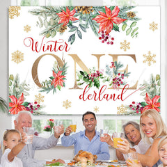 Lofaris Floral With Snowflake Winter Onederland Backdrop