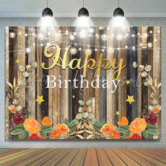 Lofaris Floral Wooden Wall Sparking Light Birthday Backdrop