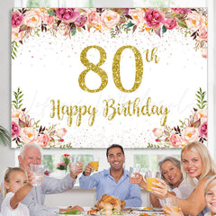 Lofaris Flowers Lovely Happy 80Th Birthday Backdrop For Women