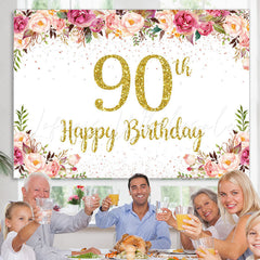 Lofaris Flowers Lovely Happy 90Th Birthday Backdrop For Women