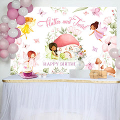 Lofaris Flutter And Twirl Fairy Happy Birthday Backdrop