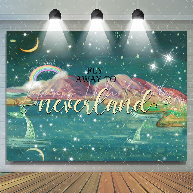 Lofaris Fly Away To Neverland Winter Night Baby Shower Backdrop