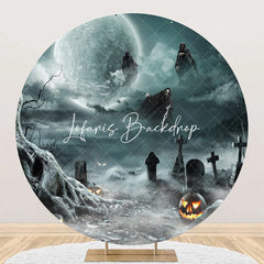 Lofaris Foggy Moon Night Ghosts Round Halloween Backdrop