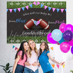 Lofaris Football Backdrop Baby Shower Pink and Blue Backdrops