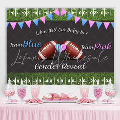 Lofaris Football Backdrop Baby Shower Pink and Blue Backdrops