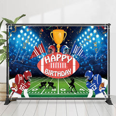 Lofaris Football Field Player Trophy Sport Birthday Backdrop