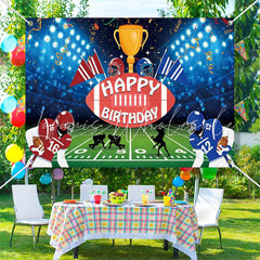 Lofaris Football Field Player Trophy Sport Birthday Backdrop