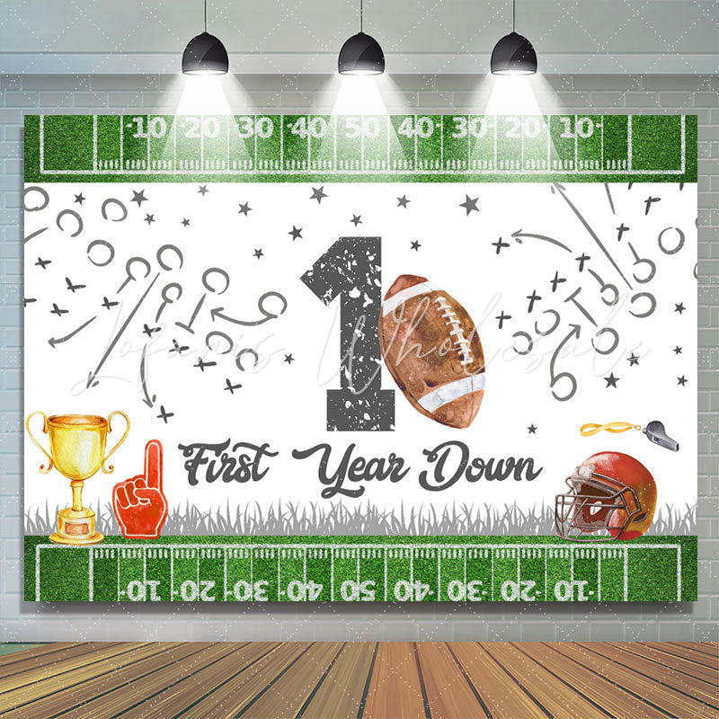 Lofaris Football First Years Down Birthday Backdrop For Boys