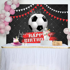 Lofaris Football Flag Black Happy Birthday Backdrop For Boy