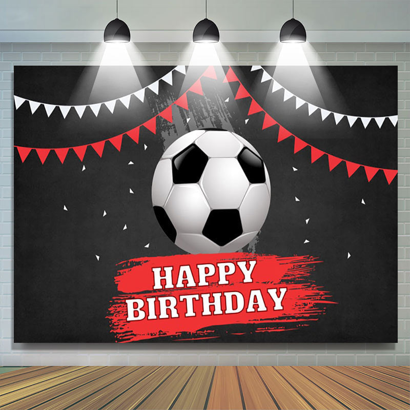 Lofaris Football Flag Black Happy Birthday Backdrop For Boy