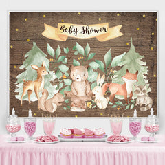 Lofaris Forest Animal Wooden Gold Glitter Backdrop for Baby Shower