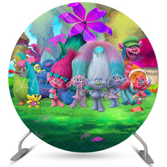 Lofaris Forest Cartoon Character Round Happy Birthday Backdrop