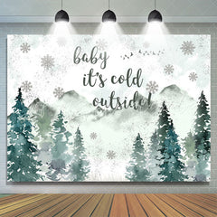 Lofaris Forest Jungle Snowflake Montain Baby Shower Backdrop