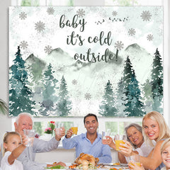 Lofaris Forest Jungle Snowflake Montain Baby Shower Backdrop