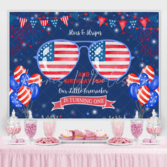 Lofaris Fourth of July Stars and Stripes 1st Birthday Backdrop