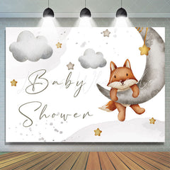 Lofaris Fox Moon Light On The Sky Baby Shower Backdrop