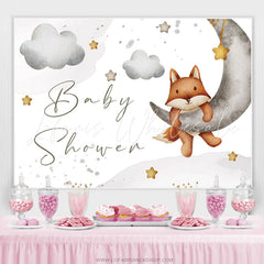 Lofaris Fox Moon Light On The Sky Baby Shower Backdrop