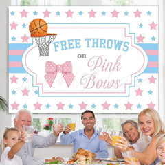 Lofaris Free Throws Or Pink Bows Stars Baby Shower Backdrop