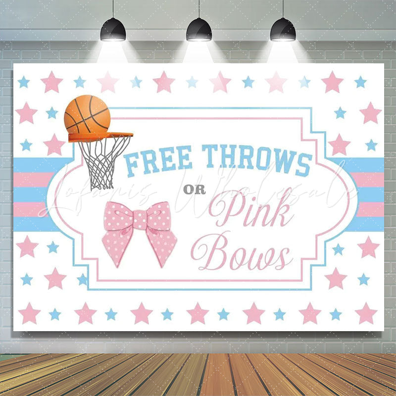 Lofaris Free Throws Or Pink Bows Stars Baby Shower Backdrop