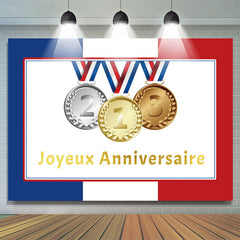 Lofaris French Flag Olympic Joyeux Anniversaire Backdrop