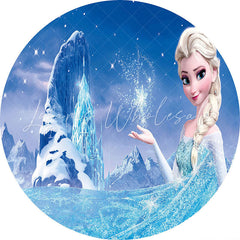 Lofaris Frozen Cartoon Pretty Princess Themed Round Backdrop