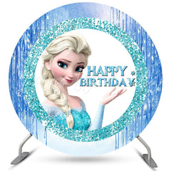 Lofaris Frozen White Ice Princess Theme Round Birthday Backdrop