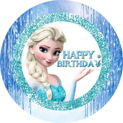 Lofaris Frozen White Ice Princess Theme Round Birthday Backdrop