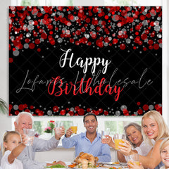 Lofaris Fuzzy Red Grey Bubble Themed Happy Birthday Backdrop