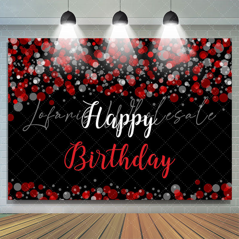 Lofaris Fuzzy Red Grey Bubble Themed Happy Birthday Backdrop