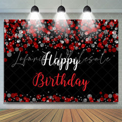 Lofaris Fuzzy Red Grey Bubble Themed Happy Birthday Backdrop