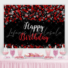 Lofaris Fuzzy Red Grey Bubble Themed Happy Birthday Backdrop