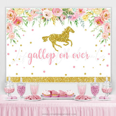 Lofaris Gakkop On Over Horse Floral Happy Birthday Backdrop