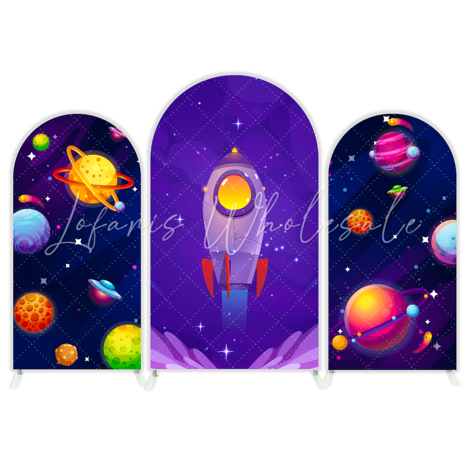 Galaxy Cartoon Birthday Baby Shower Party Arch Backdrop Wall Cloth Cover