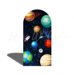 Galaxy Space Astronaut Cartoon Arch Backdrop Wall Cloth Cover For Birthday Baby Shower Party